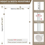 Room Divider, No Drilling Curtain Rod for Room Separation, 4-10ft (H) 28-70inch(W) Adjustable Heavy Duty Floor to Ceiling Partitions, Portable Hanging Wall Dividers Space Separator Window Rods White