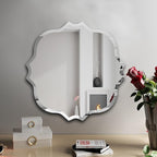 KOHROS Square Scalloped Bathroom Mirror 24" Frameless Beveled Bathroom Vanity Mirror, Anti-Rust, Tempered Glass, Wall Mirror for Bathroom Entryway Bedroom