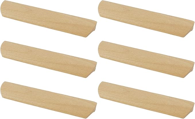 6Pcs Unfinished Wood Solid Furniture Pulls Handles,Unfinished Unpainted Paintable Wooden Handles Cupboard Closet Drawer Handle Pull,Length 6.1",Hole Dis.5.04"