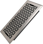 4x10 Inches Heavy Duty Walkable Floor Register - Easy Adjust Air Supply Lever Decorative Floor Vent Covers - Boston Design Vent Covers for Home - Satin Nickel