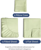 Twin XL Size 3 Piece Sheet Set - Comfy Breathable & Cooling Bed Sheets Set - Hotel Luxury Bedding for Women, Men, Kids, Teens, Boys & Girls - Deep Pockets & Wrinkle Free - Oeko-Tex - Light Sage Green