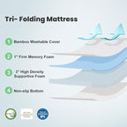 SINWEEK Memory Foam Folding Mattress, 4 Inch Foldable Trifold Mattress Topper, CertiPUR-US Certified Guest Bed with Cooling Cover & Waterproof Lining