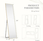 DUMOS Wall-Mounted Full Length Mirror 59"x 17" for Bedroom, Full Body Floor Mirror with Stand, Hanging or Leaning for Wall, Gold