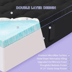 ABENE Twin XL 3 Inch Dual Layer Memory Foam Mattress Topper for College Dorm, 2 Inch Memory Foam Plus 1 Inch Pillowtop Mattress Pad with Deep Pocket, Soft Support for Pressure Relief, Black