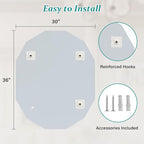 Pregaspor Single Beveled Edge Bathroom Vanity Mirror, 30" x 36" Oval Wall Mirror, Shatterproof Frameless Mirror for Over Sink, Restroom