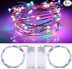 String Lights, Waterproof LED String Lights,2 Pack 20ft 60 LED Festival Decorations Crafting Battery Powered Copper Wire Starry Fairy Lights (Multicolor)
