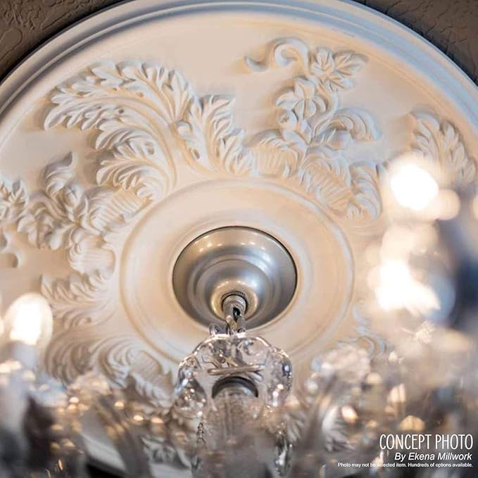 Ekena Millwork CM12BR Bradford Ceiling Medallion, 12 1/2"OD x 3 7/8"ID x 3/4"P (Fits Canopies up to 6 5/8"), Primed