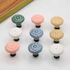 HUAMULAN 15 PCS Cabinet Knobs Glossy Ceramic Dresser Mushroom Table Drawer Cupboard Pull Furniture DIY Wardrobe Solid Color Vintage Handle,with 3 Size Mounting Screws