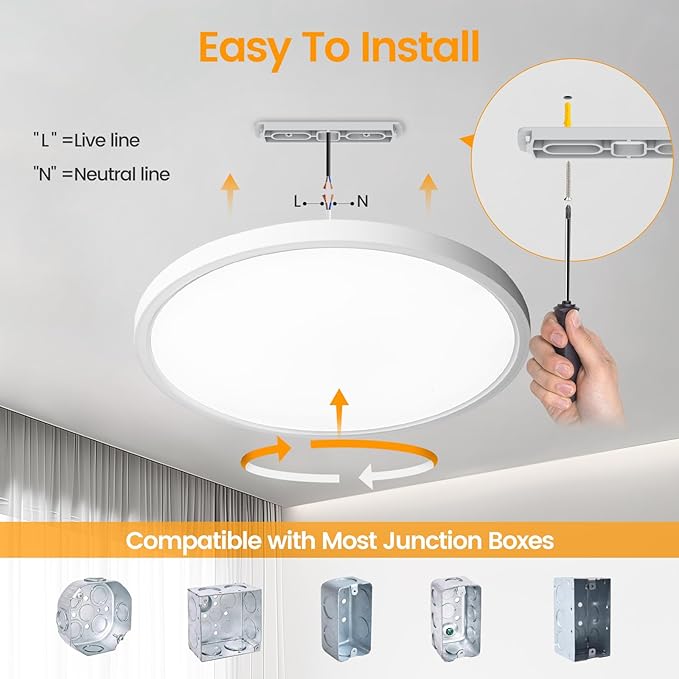 TALOYA Flush Mount Ceiling Light,4 Pack,10 Inch,18W,5000K Daylight Super Slim LED Ceiling Light for Bedroom, Living Room, Kitchen, Laundry and Hallway