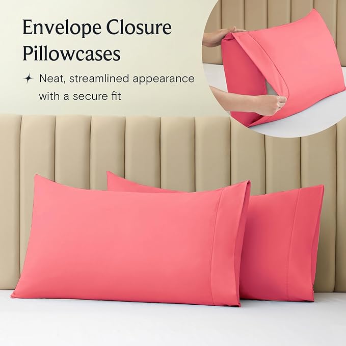 LuxClub 3 PC Sheet Set Bed Sheets Deep Pockets 16" Eco Friendly Wrinkle Free Cooling Machine Washable Hotel Bedding Silky Soft - Vermilion Twin XL