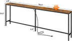 SUPERJARE 78.7 Inch Console Table with Outlet, Sofa Table with Charging Station, Narrow Hallway Entryway Table, Behind Couch Table, for Living Room, Rustic Brown