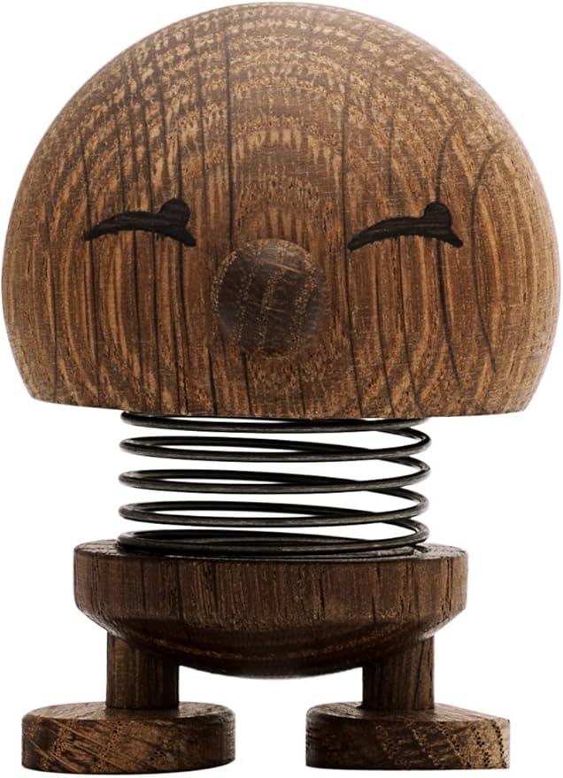 Hoptimist Bimble Smoked Oak, Woody Brown, Home Decor Ornament - Scandinavian Design, Wood W/Metal Spring, Small- Creates Cheerful Movement