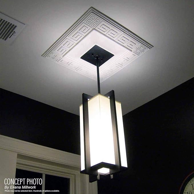 Ekena Millwork CM12BRBLF 12-1/2" x 3-7/8" x 3/4" Bradford Ceiling Medallion, Jet Black