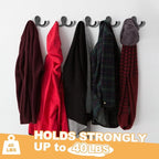 20 Pack Coat Hooks Wall Hooks for Hanging, Heavy Duty Double Prong Metal Hook Wall Mounted for Living Room, Bathroom, Kitchen, Bedroom for Coat, Bag, Scarf, Towel, Hat, Key, Cup (Black)