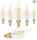 GoBright Dimmable E12 LED Candelabra Bulbs 40W Equivalent, 460LM Soft Warm White 2700K Candle Light Bulbs with Vintage Flame Tip, 4W CA10 Clear Glass LED Bulbs for Chandelier, Pendant, 6-Pack