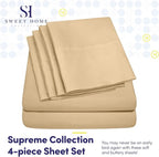 Twin Size Bed Sheets - 4 Piece 1500 Supreme Collection Fine Brushed Microfiber Deep Pocket Twin Sheet Set Bedding - 1 EXTRA PILLOW CASES, GREAT VALUE, Twin, Camel