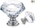 Ravinte 30 Pack Crystal Drawer Knobs - Glass Cabinet Knobs, Diamond Shaped, 30 mm, Silver Base
