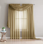 LinenZone Gold Window Scarf Valance in 360 Inch Size. Use Window Scarves as Canopy Bed or Backdrop Curtains, Curtain Scarf, or Sheer Fabric for Draping. (Amazing 55 x 360, Gold)