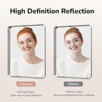 USHOWER Brushed Nickel Bathroom Mirror 24"x36", Silver Rectangle Mirror for Over Sink, Rounded Corner, Aluminum Frame, Anti-Rust, Tempered Glass, Horizontal or Vertical Mounted