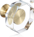 6-Pack 1-1/4-Inch Gold knob Dresser knobs White Cabinet Glass Crystal knobs Brass Drawer Polygonal Dresser Pulls, Drawer pulls
