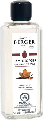 Maison Berger - Amber Tobacco - Lampe Berger Fragrance Refill Oil for Home Diffusers - Luxury Air Freshener with Black Pepper, Vanilla & Tobacco Notes - 16.9 Fl Oz (500ml)