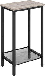 HOOBRO Tall Side Table, Industrial End Telephone Table with Adjustable Mesh Shelves, for Living Room, Bedroom, Entryway, Office, Greige BG03DH01