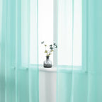 DUALIFE Aqua Sheer Curtain Panels 72 inches Long Grommet Solid Mint Green Soft Touch Semi Window Drapes for Bedroom Living Room(52 X 72 Inch Length 2 Panels Seafoam Green)
