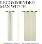 NICETOWN Kitchen Curtains, Short Curtains for Bedroom Windows, Thermal Insulated Room Darkening Curtain Panels for Girls Room, Cafe (Beige, 34" W by 63" L, 1 Pair)