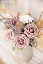 MACTING Artificial Rose Flowers 30PCS Real Touch Fake Flowers with Stem Foam Roses for DIY Wedding Bouquets Table Centerpieces Baby Shower Party Spring Home Mothers Day Decor (Dusty Purple Pink)