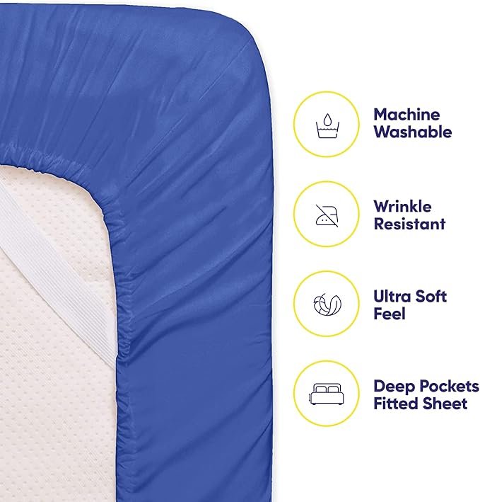 Twin XL Size Bed Sheets - 4 Piece 1500 Supreme Collection Fine Brushed Microfiber Deep Pocket Twin X-Large Sheet Set Bedding - 1 EXTRA PILLOW CASES, GREAT VALUE, Twin XL, Royal Blue