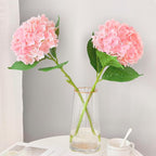 Real Touch Pink Hydrangea Artificial Flowers with Stems, Fake Silk Flowers for Outdoors, 3 Pcs Artificial Flowers for Home Decor Wedding Bouquets Centerpieces Vase