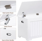 Wooden Storage Chest Box with Flip-top Lid & Safety Hinge, 39.4 Inch Living Room Organizer, Bedroom Bench, White