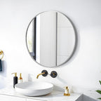 20" Round Mirror Circle Wall Mounted Hanging or Against Wall Metal Frame Dressing Make-up Mirrors for Entryway Bedroom Bathroom Living Room 20 inch Silver