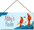Personalized Sign Red Parrot Sign Birds Wall Art Décor For Kids Room Custom Name Door Decor, Floral Nursery Art Plate For Girls Room Boys Bedroom Garden