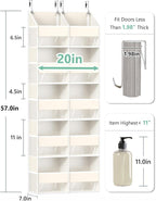 Heavy Duty Over The Door Organizer 5 Tiers, Extra Large Behind Door Storage of 10 Big Front & 10 Mesh Pockets, 80lb Weight Capacity, Hanging Doors Storage Organizer for Closet Bedroom Nursery, Beige