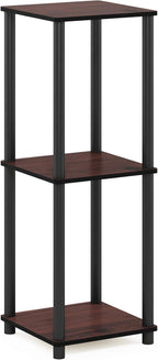 Furinno Turn-N-Tube End Table Corner Shelves, Set of 2, Dark Cherry/Black