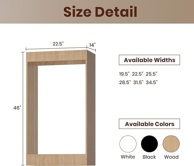 ROOMTEC 22.5" Double Hanging Closet Unit, Modular Closet System with Hanging Rod, Wardrobe Organizer for Bedroom or Walk-in Closet, Wall Mounted, Customizable Clothes Storage Unit, Wood