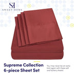 Queen Sheets Burgundy - 6 Piece 1500 Supreme Collection Fine Brushed Microfiber Deep Pocket Queen Sheet Set Bedding - 2 Extra Pillow Cases, Great Value, Queen, Burgundy