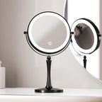 Nicesail 8” Desk Mirror with Light Dimmable 3 Colors Lighting, Magnifying Mirror with Lights and 1X/7X Magnification Makeup Vanity Mirror with Lights, Makeup Mirror for Home Hotel Desktop, Black 7X