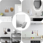 DELITON Towel Hooks for Bathrooms - 8 Pack Adhesive Wall Hooks for Hanging Robe Coat Stick on Hook No Damage SUS 304 Stainless Steel, Silver