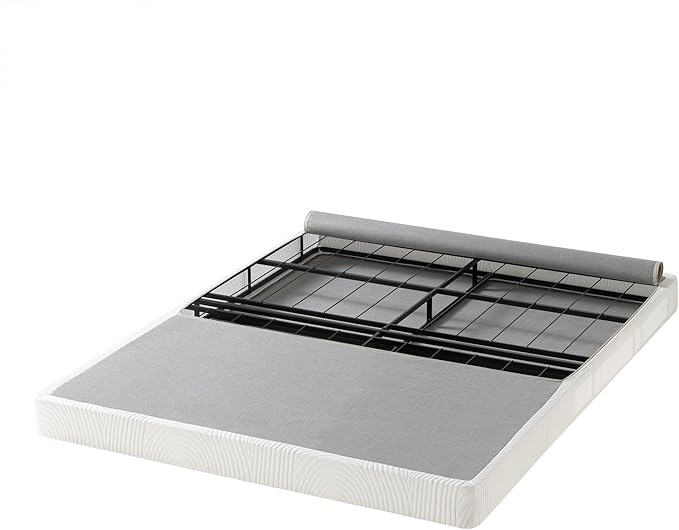 ZINUS 4 Inch Box Spring with Cover, No Assembly Mattress Foundation, Sturdy Metal Structure, Queen, White