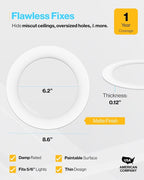 Sunco 12 Pack Goof Rings for 6 Inch Recessed Lights, Flush Mount White Can Light Trim Ring Cover, Outer Diameter 8.6 Inch, Inner Diameter 6.2 Inch, Paintable Surface, Matte Finish.