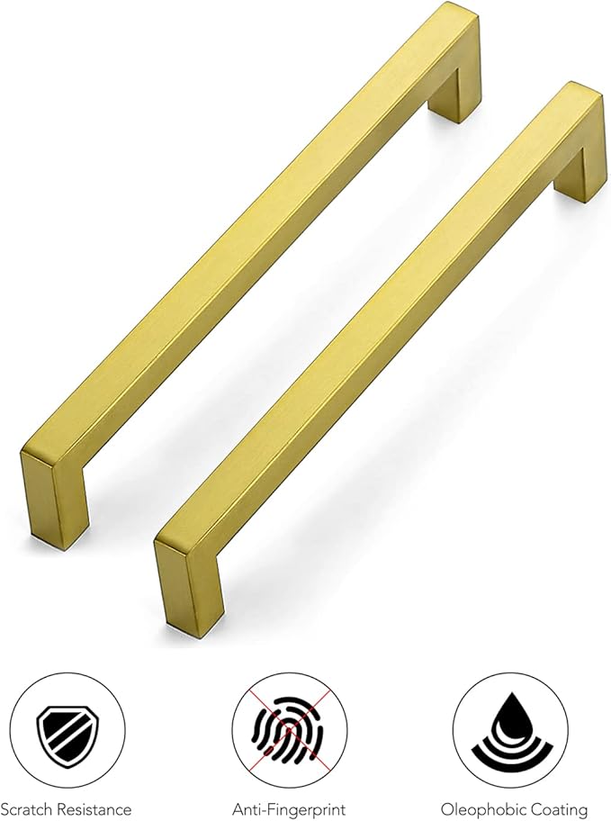 Ravinte 20 Pack 7-1/2 Inch Square Cabinet Handles Cabinet Pulls Brushed Brass Drawer Pulls Kitchen Cabinet Hardware Kitchen Handles for Cabinets Cupboard Handles Drawer Handles