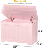Wooden Storage Chest Box with Flip-top Lid & Safety Hinge, Living Room Organizer, Bedroom Bench with 100L Storing Area, Pink