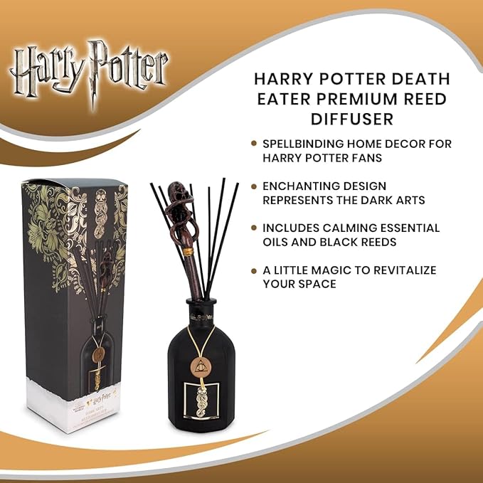 Harry Potter Death Eater Premium Reed Diffuser, Essential Oil Aroma with Unique Fragrance | Home Decor Housewarming Essentials | Wizarding World Hogwarts Gifts and Collectibles