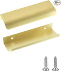 JOOJA 10 Pack Modern Style Finger Edge Pull Furniture DrawerHandles Hidden Cabinet Kitchen Drawer Handles Knobs, Brushed Brass 120(96) mm