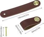 Leather Drawer Pulls and Knobs Soft Cabinet Handles Modern Cabinets Door Knob for Furniture Cupboards Wardrobe Dresser Decorative Handle with Screw 4 Pcs (Red Brown)