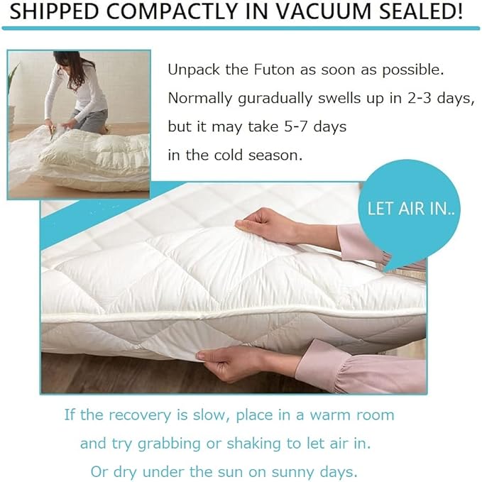 EMOOR Japanese Futon Mattress CLASSE & Fitted Sheet PRESSO Twin Made in Japan, Cotton (Gray) Foldable Floor Sleeping Bed Tatami Mat