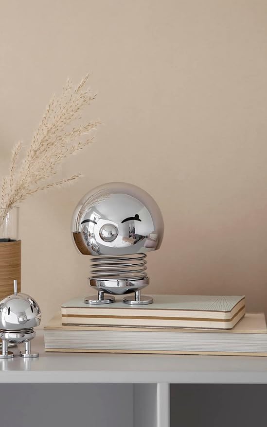 Hoptimist Bumble, Home Decor Ornament - Danish Design, Plastic W/Metal Spring, Small Chrome- Creates Cheerful Movement