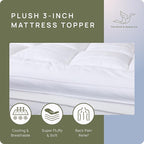 Extra Thick Pillow Top 3 Inch Mattress Topper King Size for Firm Mattress, Cooling Fluffy Cotton Hotel Mattress Bed Topper for Cloud Like Sleep & Back Pain, Plush Soft Pad, Fit to 6”-22” Mattress